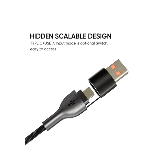 SPACEthing Tough Pro 5-in-1 Charging Cable (USB-C to 2 × USB-C + 8-Pin, 1.5 m) – Black