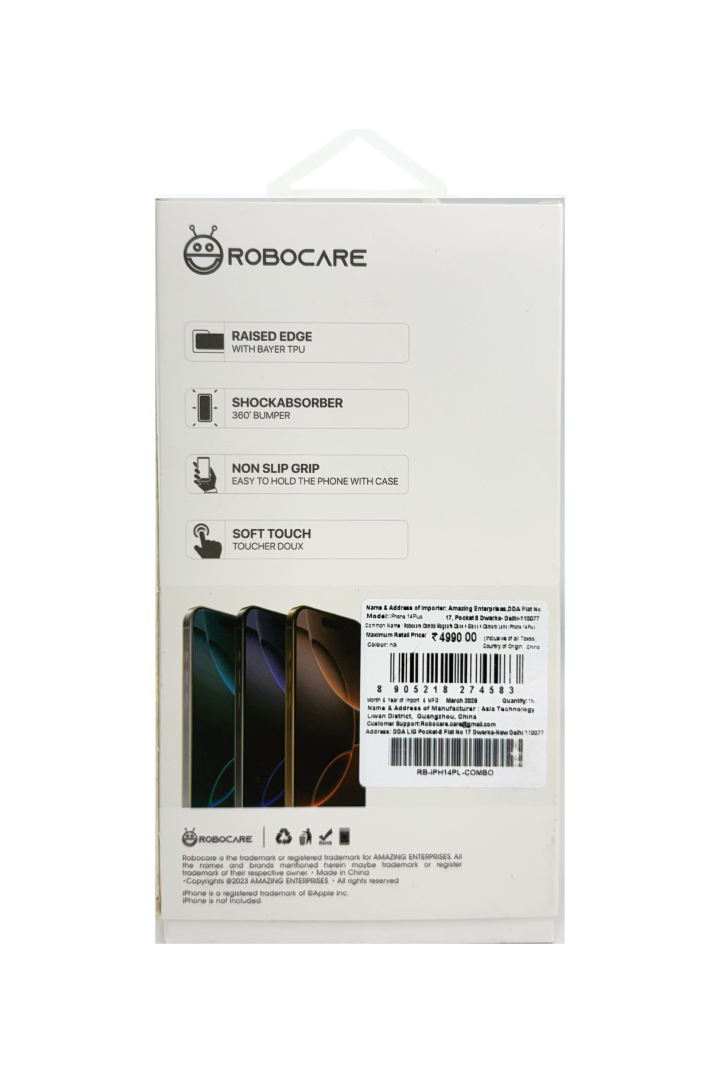 Robocare iPhone 14 Plus MagSafe 3-in-1 Protective Combo Case with Camera Lens Guard and Screen Protector