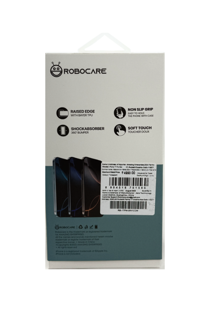 Robocare iPhone 17 Pro MagSafe 3-in-1 Protective Combo Case with Camera Lens Guard and Screen Protector