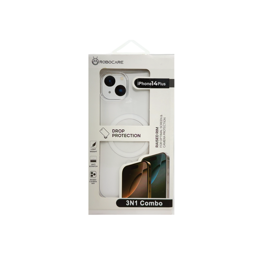 Robocare iPhone 14 Plus MagSafe 3-in-1 Protective Combo Case with Camera Lens Guard and Screen Protector