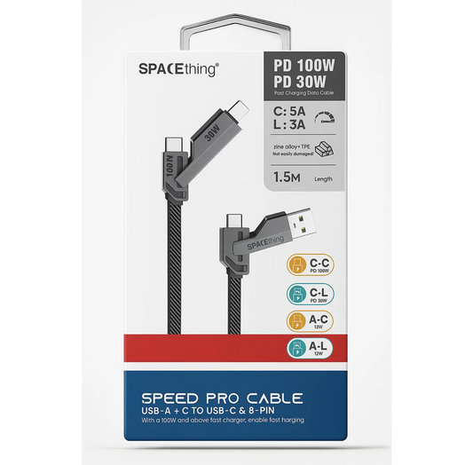 SPACEthing Speed Pro 4-in-1 Fast Charging Cable (100W, 1.5M)