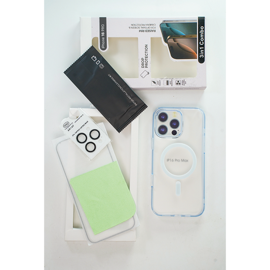 Robocare iPhone 16 Pro MagSafe 3-in-1 Protective Combo Case with Camera Lens Guard and Screen Protector