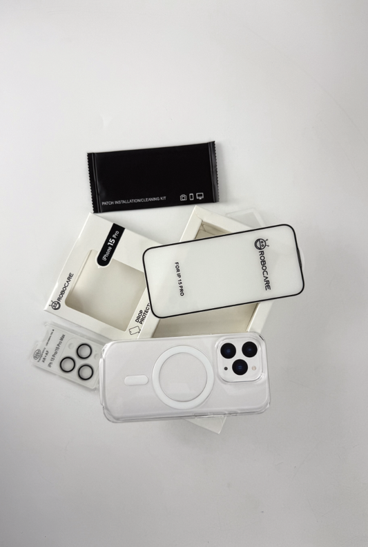 Robocare iPhone 15 Pro MagSafe 3-in-1 Protective Combo Case with Camera Lens Guard and Screen Protector