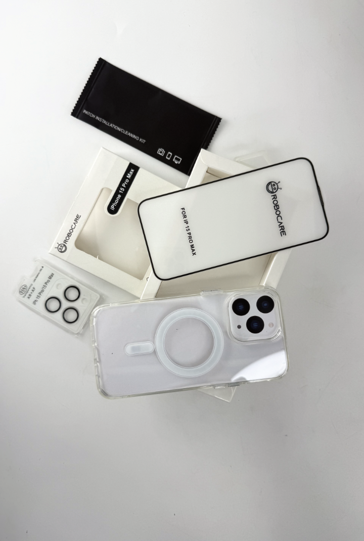 Robocare iPhone 15 Pro Max MagSafe 3-in-1 Protective Combo Case with Camera Lens Guard and Screen Protector