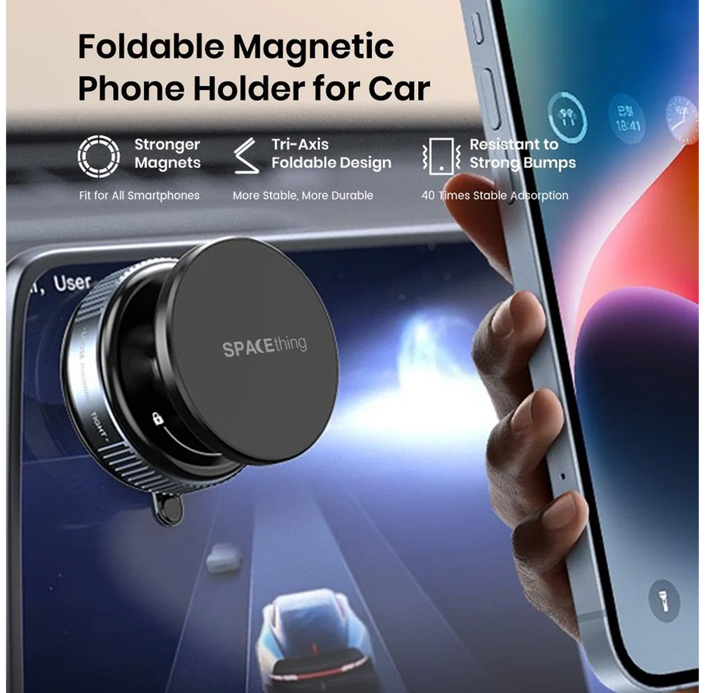 SPACEthing MagHold Vacuum Magnetic Car Holder – Black