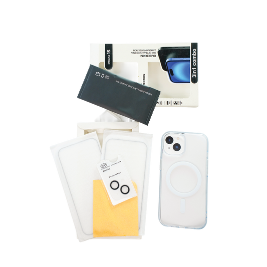 Robocare iPhone 15 MagSafe 3-in-1 Protective Combo Case with Camera Lens Guard and Screen Protector