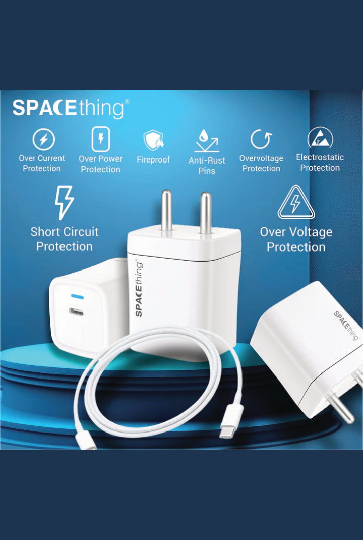 SPACEthing 20W Cube Mini Plus Wall Charger with Cable USB C To Lighting