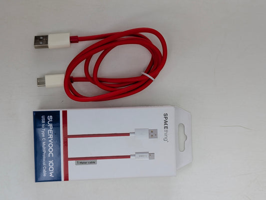 SPACEthing Rapid SuperVOOC 100W USB to Type-C Cable – Red