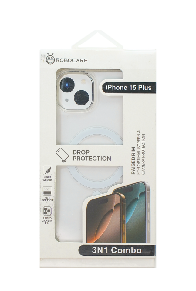 Robocare iPhone 15 Plus MagSafe 3-in-1 Protective Combo Case with Camera Lens Guard and Screen Protector
