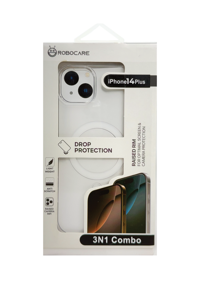 Robocare iPhone 14 Plus MagSafe 3-in-1 Protective Combo Case with Camera Lens Guard and Screen Protector