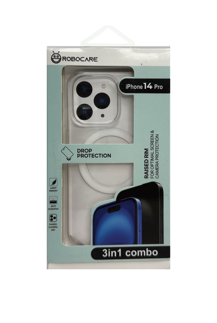 Robocare iPhone 14 Pro MagSafe 3-in-1 Protective Combo Case with Camera Lens Guard and Screen Protector