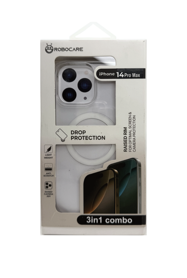 Robocare iPhone 14 Pro Max MagSafe 3-in-1 Protective Combo Case with Camera Lens Guard and Screen Protector
