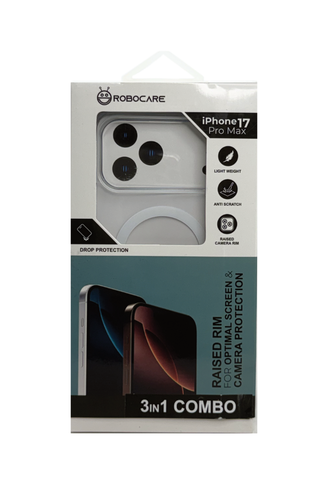 Robocare iPhone 17 Pro Max MagSafe 3-in-1 Protective Combo Case with Camera Lens Guard and Screen Protector