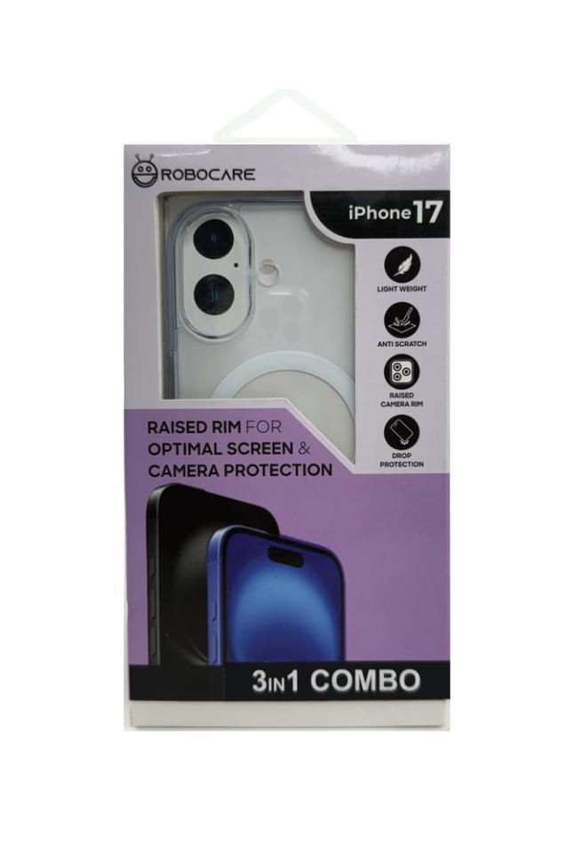 Robocare iPhone 17 MagSafe 3-in-1 Protective Combo Case with Camera Lens Guard and Screen Protector