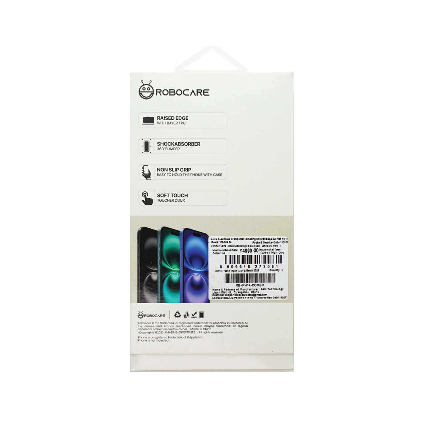 Robocare iPhone 14 MagSafe 3-in-1 Protective Combo Case with Camera Lens Guard and Screen Protector