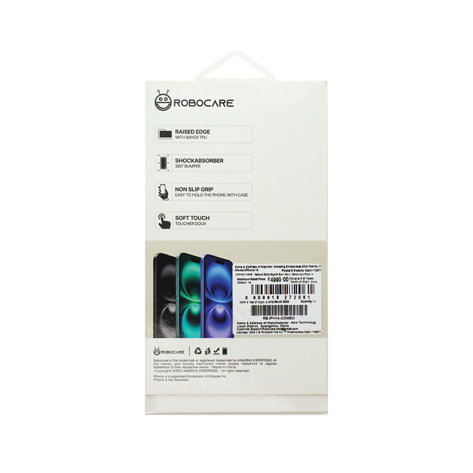 Robocare iPhone 14 MagSafe 3-in-1 Protective Combo Case with Camera Lens Guard and Screen Protector