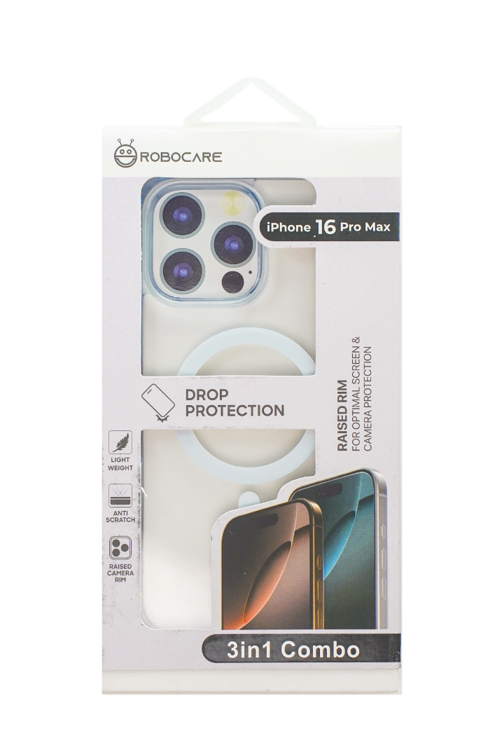 Robocare iPhone 16 Pro MagSafe 3-in-1 Protective Combo Case with Camera Lens Guard and Screen Protector