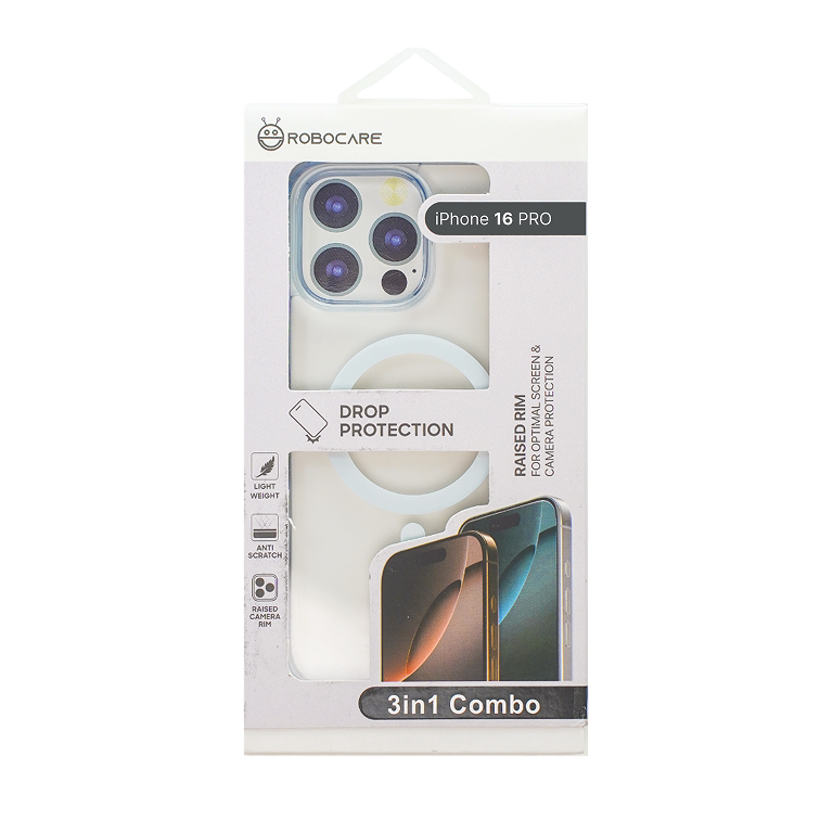 Robocare iPhone 16 Pro MagSafe 3-in-1 Protective Combo Case with Camera Lens Guard and Screen Protector
