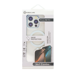 Robocare iPhone 16 Pro MagSafe 3-in-1 Protective Combo Case with Camera Lens Guard and Screen Protector
