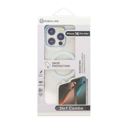 Robocare iPhone 16 Pro Max MagSafe 3-in-1 Protective Combo Case with Camera Lens Guard and Screen Protector