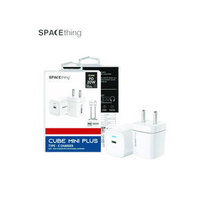 SPACEthing 20W Cube Mini Plus Wall Charger with Cable USB C To Lighting – White