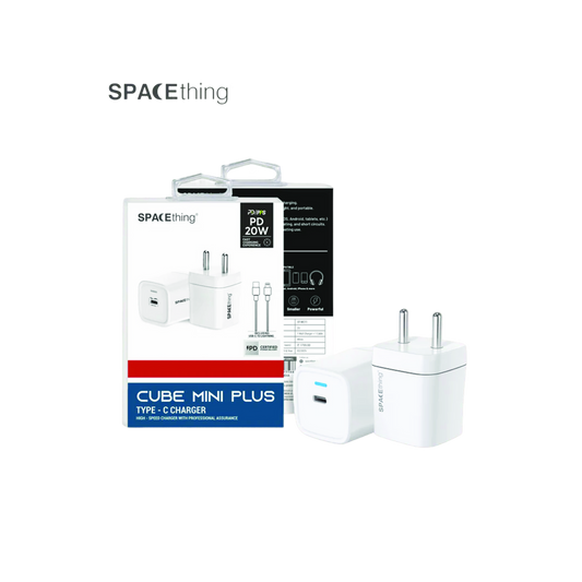 SPACEthing 20W Cube Mini Plus Wall Charger with Cable USB C To Lighting – White