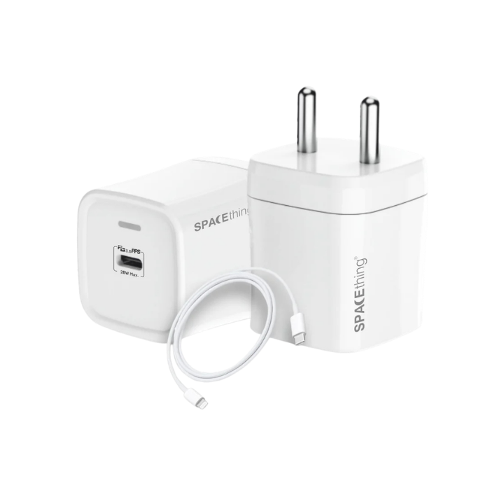 SPACEthing Cube Plus 25W Type-C GaN Wall Charger With Cable USB C TO USB C – White