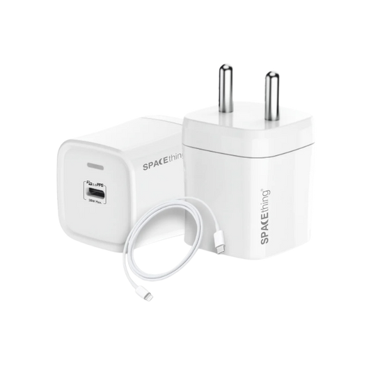SPACEthing Cube Plus 25W Type-C GaN Wall Charger With Cable USB C TO USB C – White