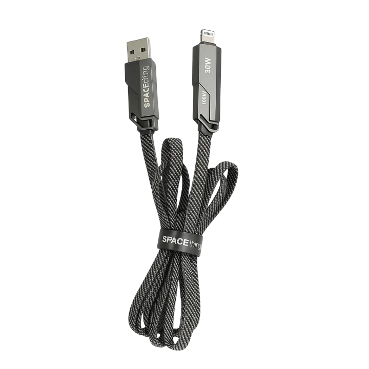 SPACEthing Speed Pro 4-in-1 Fast Charging Cable (100W, 1.5M) – Black