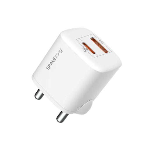 SPACEthing Nexio Pro 25W GAN Wall Charger (1 USB-C Port, 1 USB-A Port) – White