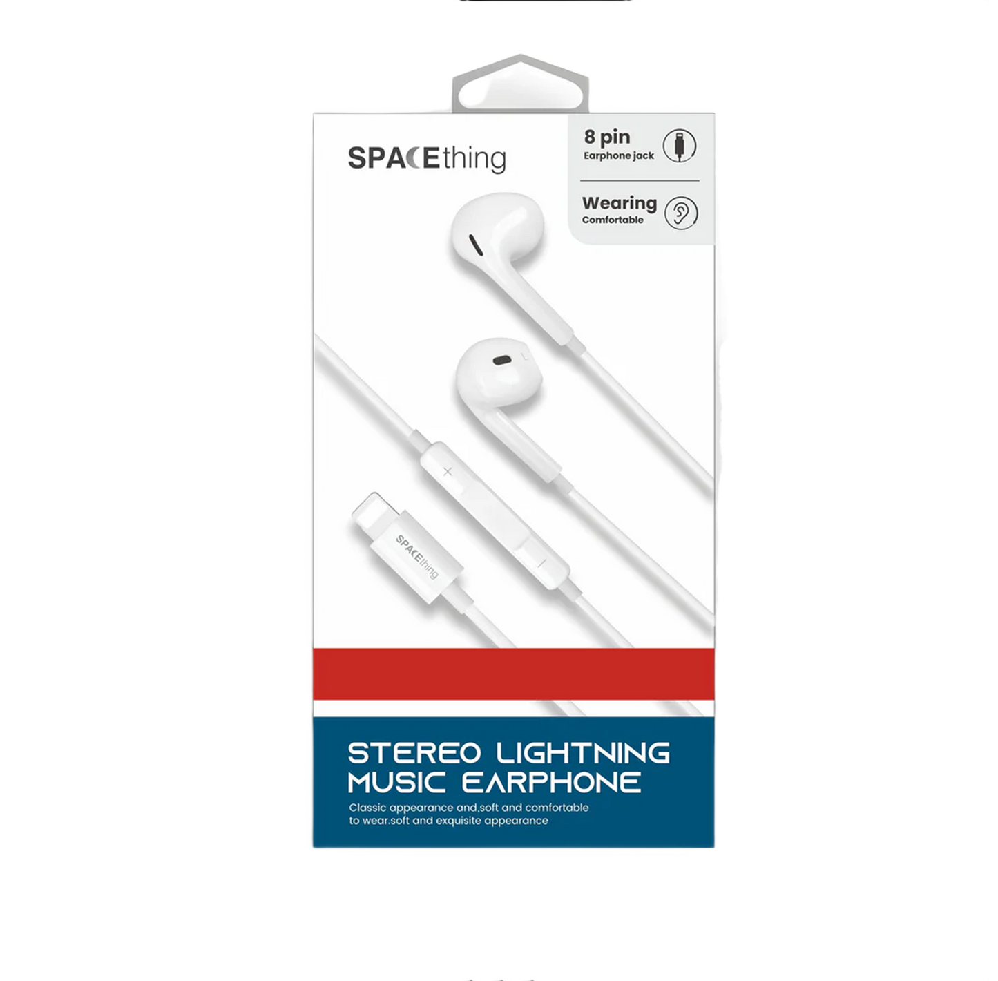 SPACEthing Stereo Lightning Wired Music Earphones – White