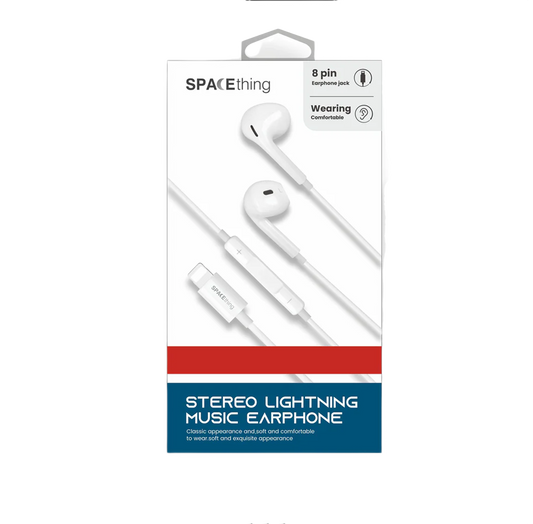 SPACEthing Stereo Lightning Wired Music Earphones - White