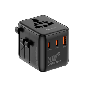 SPACEthing 20W GaN World Travel Charger with Universal Adapter – Black