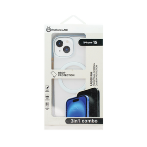 Robocare iPhone 15 MagSafe 3-in-1 Protective Combo Case with Camera Lens Guard and Screen Protector