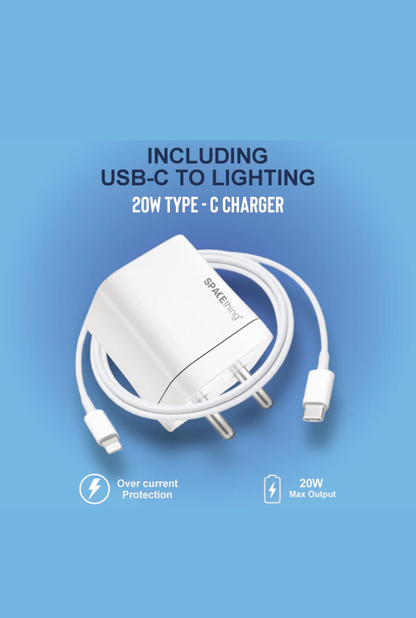 SPACEthing 20W Cube Mini Plus Wall Charger with Cable USB C To Lighting