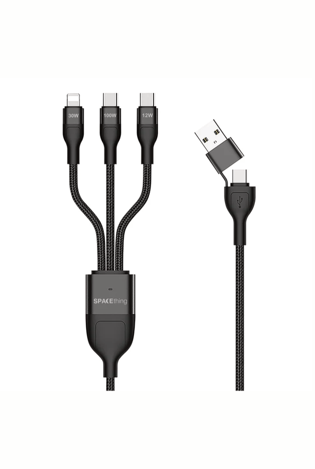 SPACEthing Tough Pro 5-in-1 Charging Cable (USB-C to 2 × USB-C + 8-Pin, 1.5 m)