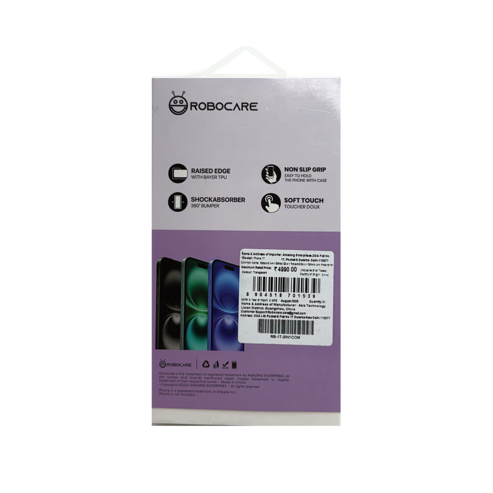 Robocare iPhone 17 MagSafe 3-in-1 Protective Combo Case with Camera Lens Guard and Screen Protector