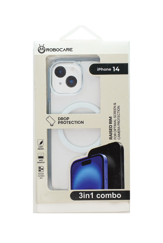 Robocare iPhone 14 MagSafe 3-in-1 Protective Combo Case with Camera Lens Guard and Screen Protector