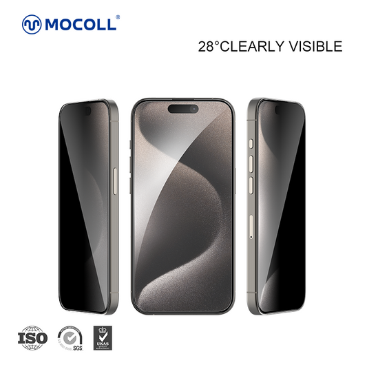 Mocoll 2.5D Full Cover Privacy Tempered Glass/Screen Protector for iPhone 15 Pro