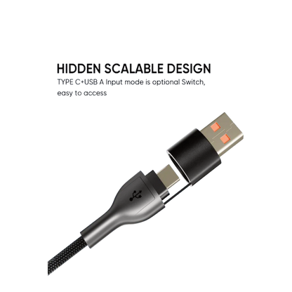 SPACEthing Tough Pro 5-in-1 Charging Cable (USB-C to 2 × USB-C + 8-Pin, 1.5 m) – Black