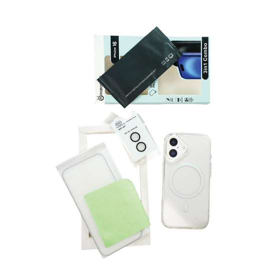Robocare iPhone 16 MagSafe 3-in-1 Protective Combo Case with Camera Lens Guard and Screen Protector