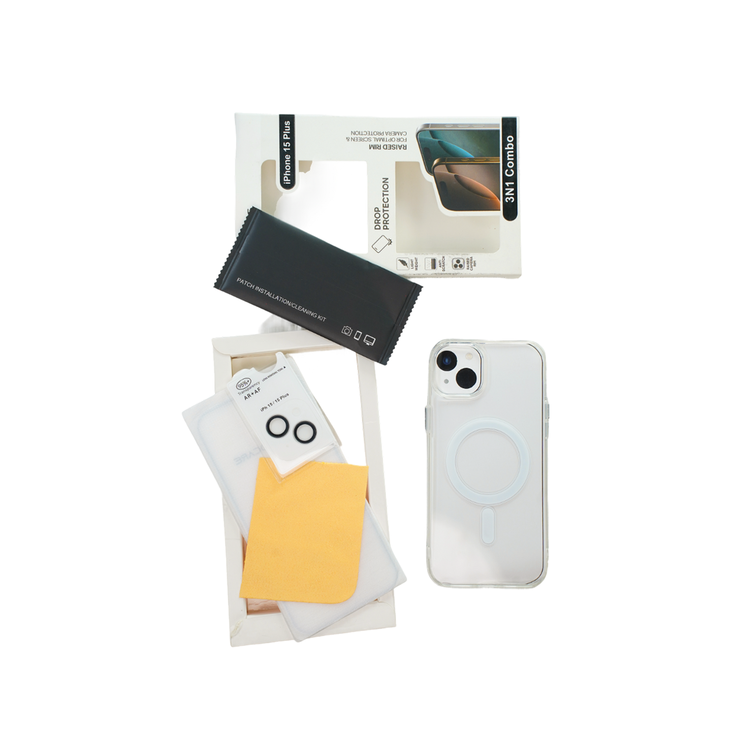 Robocare iPhone 15 Plus MagSafe 3-in-1 Protective Combo Case with Camera Lens Guard and Screen Protector