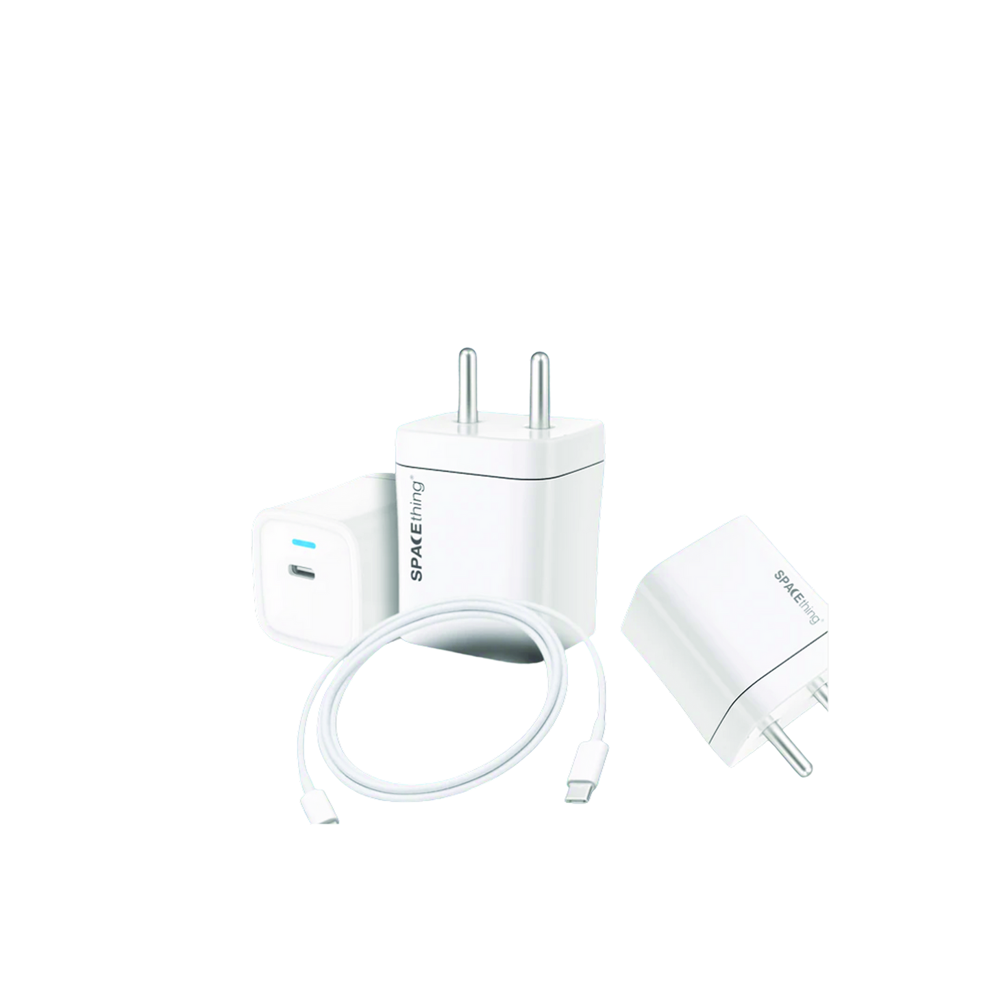 SPACEthing 20W Cube Mini Plus Wall Charger with Cable USB C To Lighting – White