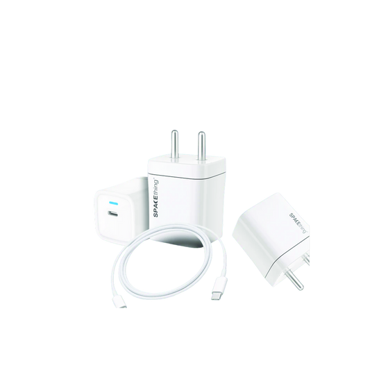 SPACEthing 20W Cube Mini Plus Wall Charger with Cable USB C To Lighting – White