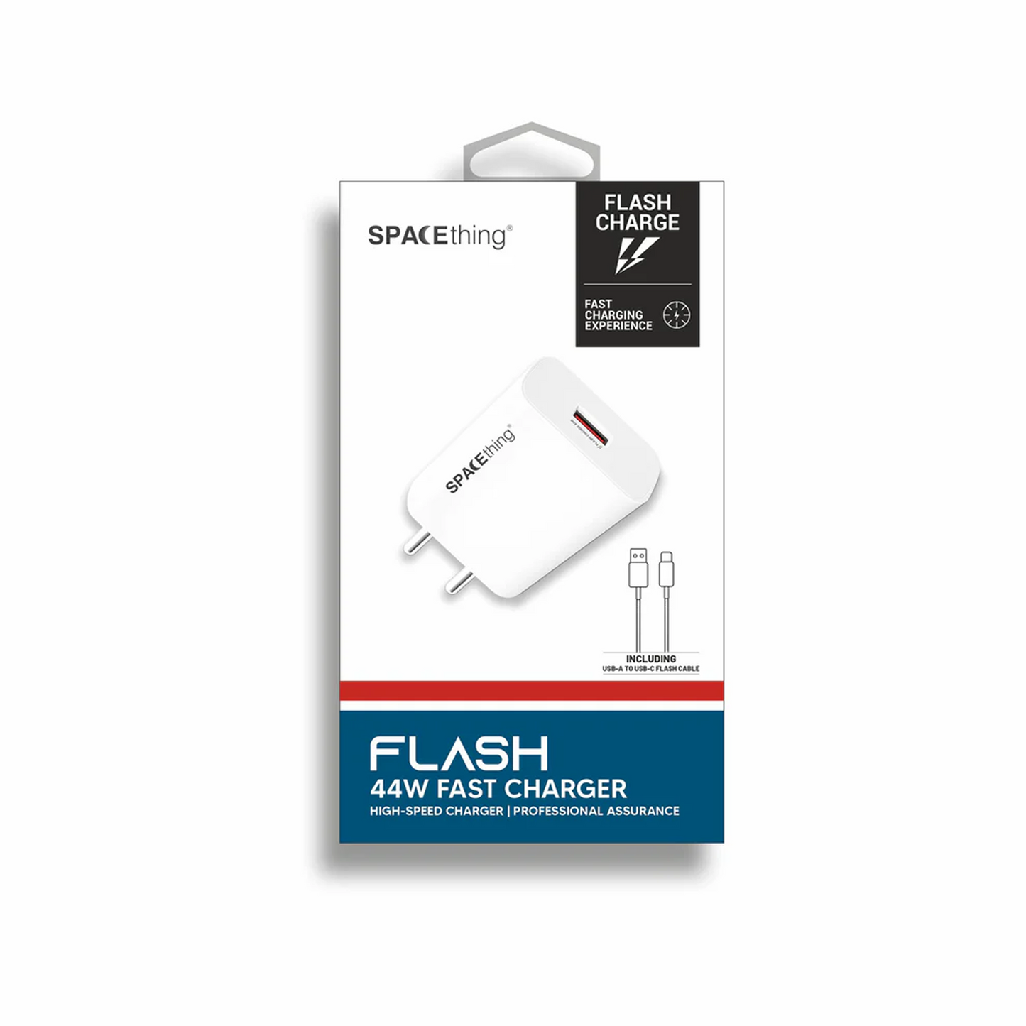 SPACEthing Flash 44W Wall Charger with USB to Type-C Cable – White