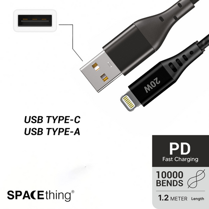 SPACEthing Swift USB to Lightning Cable 1.2m – Black