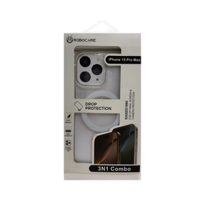Robocare iPhone 15 Pro Max MagSafe 3-in-1 Protective Combo Case with Camera Lens Guard and Screen Protector