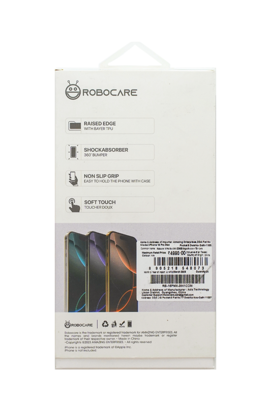 Robocare iPhone 16 Pro MagSafe 3-in-1 Protective Combo Case with Camera Lens Guard and Screen Protector