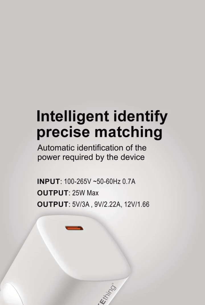 SPACEthing Nexio Pro 25W GAN Wall Charger (1 USB-C Port, 1 USB-A Port)