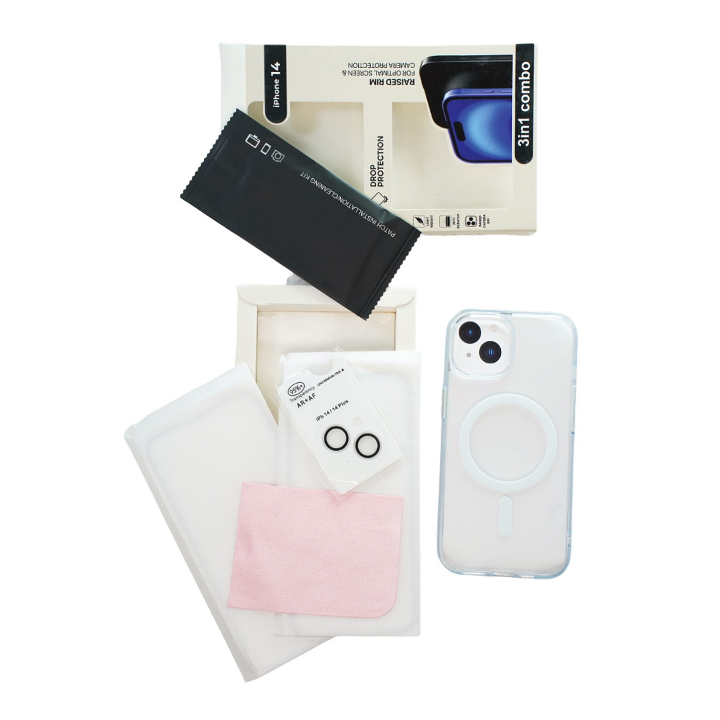 Robocare iPhone 14 MagSafe 3-in-1 Protective Combo Case with Camera Lens Guard and Screen Protector